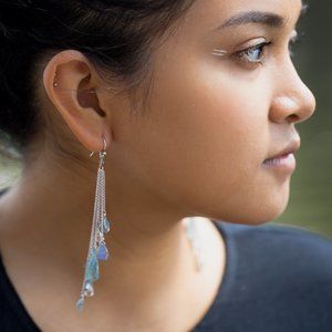 Sterling Silver Blue Gemstone Dangle Earrings